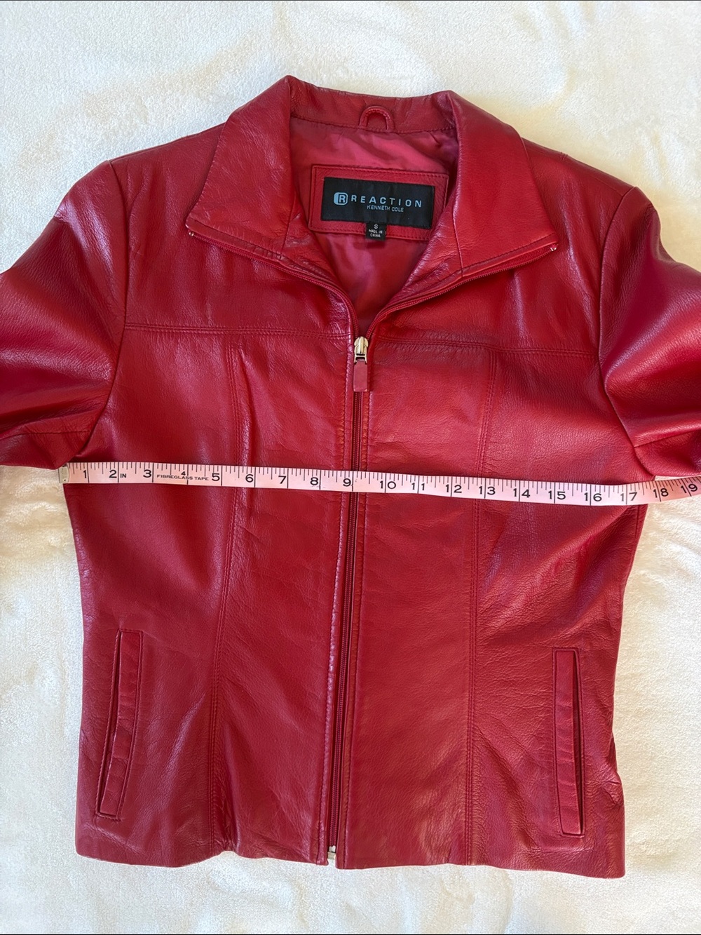 Kenneth Cole Reaction Red LEATHER Jacket Small - Picture 8 of 11